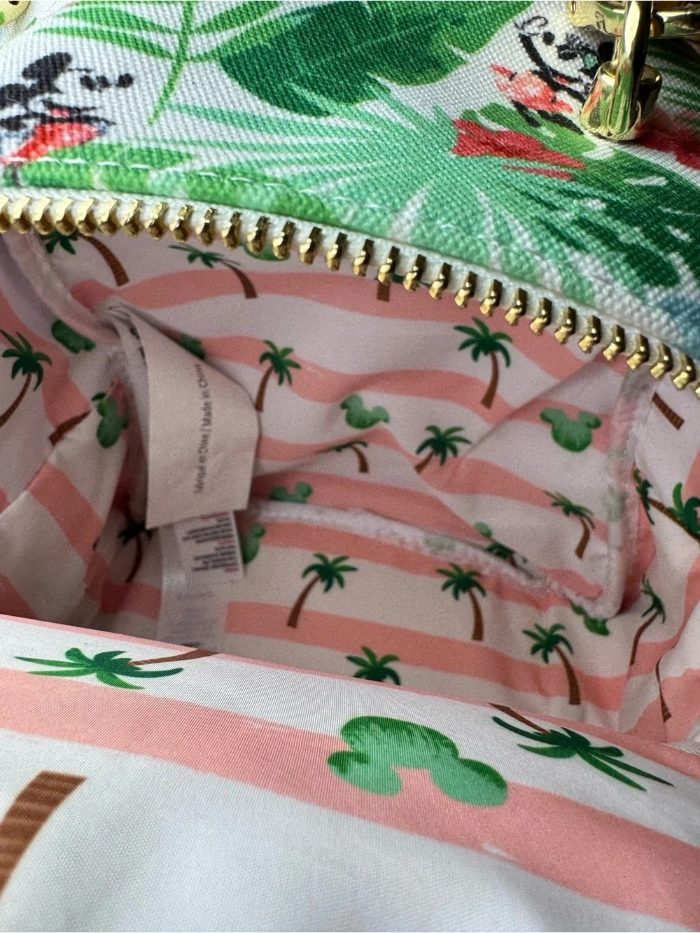 Disney White & Green Tropical Mickey Mini Backpack with Bamboo Handle